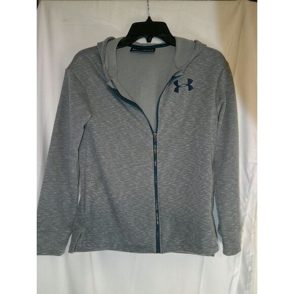 Boy's Under Armour Gray Full-Zip Athletic‎ Hoodie Sweatshirt Training Jacket M - Picture 1 of 3
